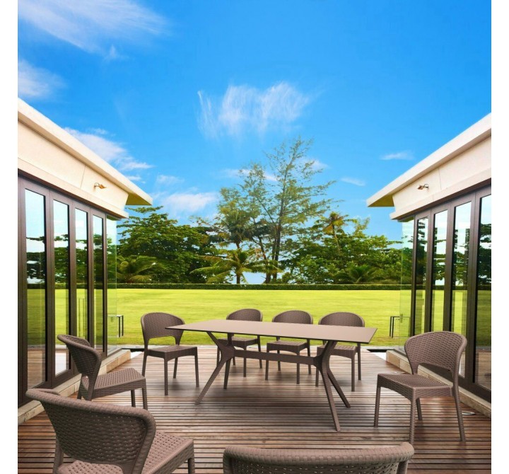 Compamia Daytona Wickerlook 9-Piece Rectangle Dining Set  - Brown