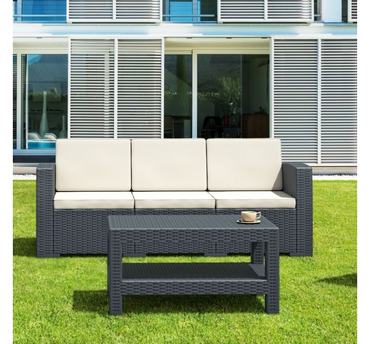 Monaco Resin Patio Sofa with Cushion - Brown - Actual