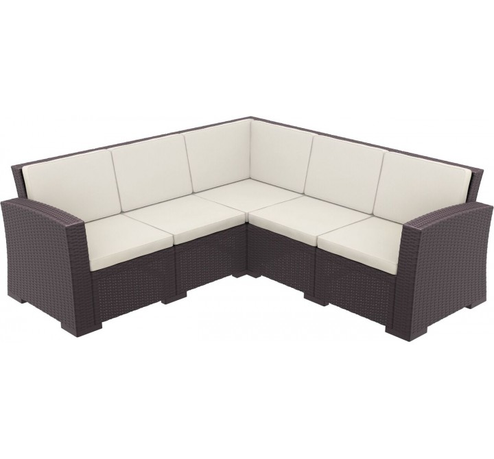 Monaco Resin Patio Sectional 5 piece Brown with Cushion - Brown