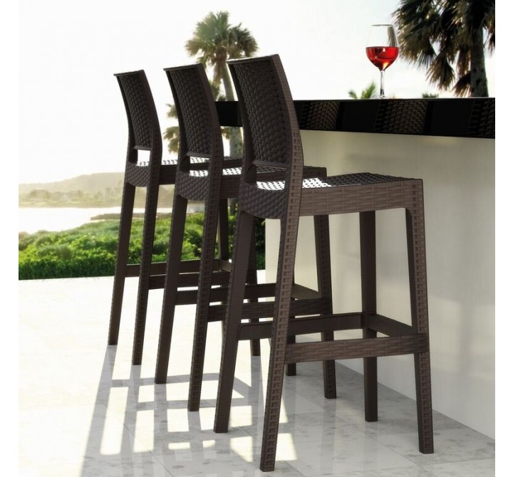 Jamaica Resin Wickerlook Barstool Dark Gray - Lifestyle