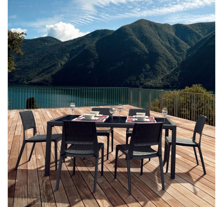Compamia Miami Wickerlook Square Dining Set 5 Piece with Side Chairs
