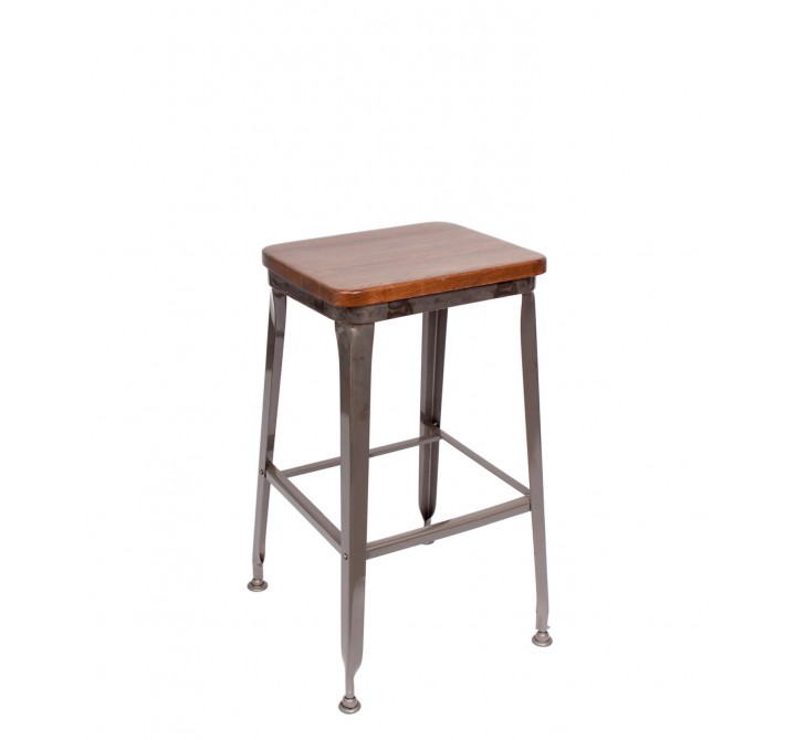 Lincoln Backless Barstool With Steel Frame And Clear Coat Finish - Aluminum Ash