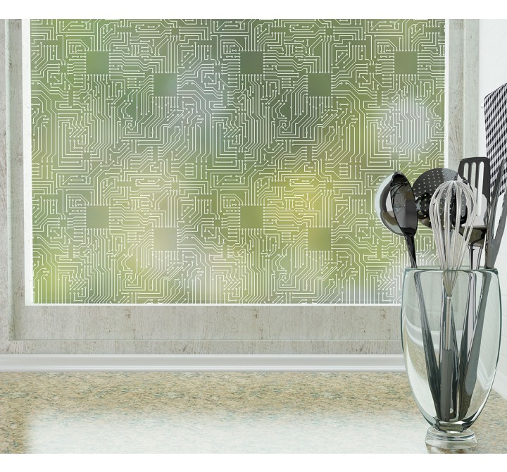 Odhams Press Short Circuit Frosted Non-Adhesive Decorative Window Film - Privacy Cling Film