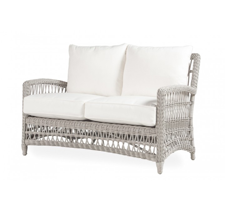 Mackinac Loveseat in Putty Wicker - Angled