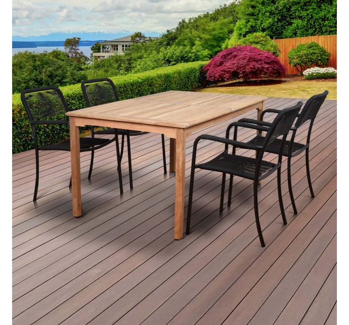 Amazonia Oosterdam 5 Piece Teak Rectangular Patio Dining Set