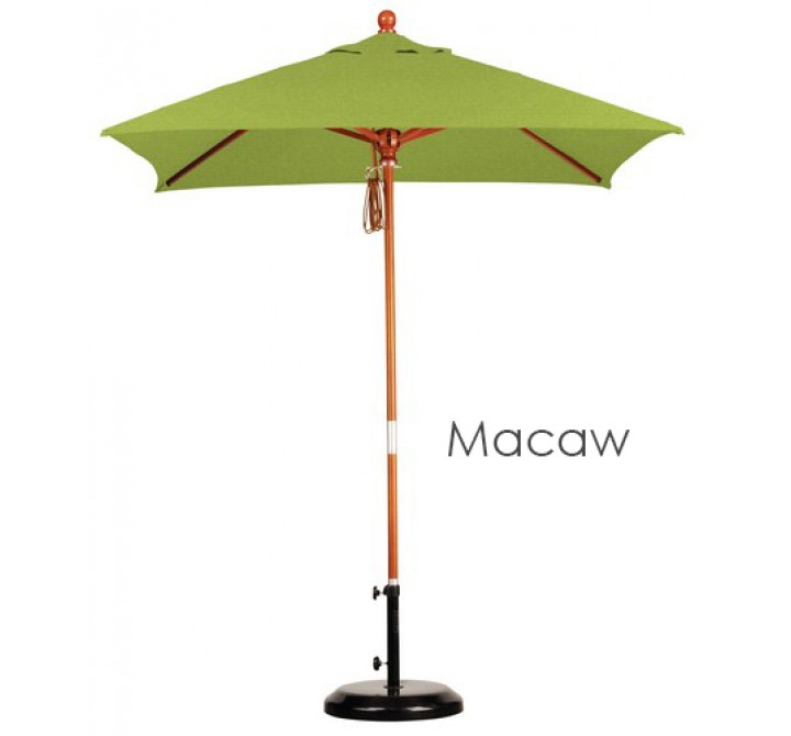 California Umbrella 6'x6' Wood Market Umbrella Pulley Open Marenti Wood - Sunbrella