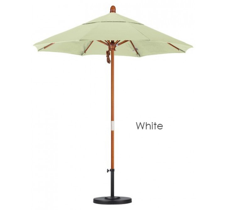 California Umbrella 7.5' Wood Market Umbrella Pulley Open Marenti Wood - Olefin