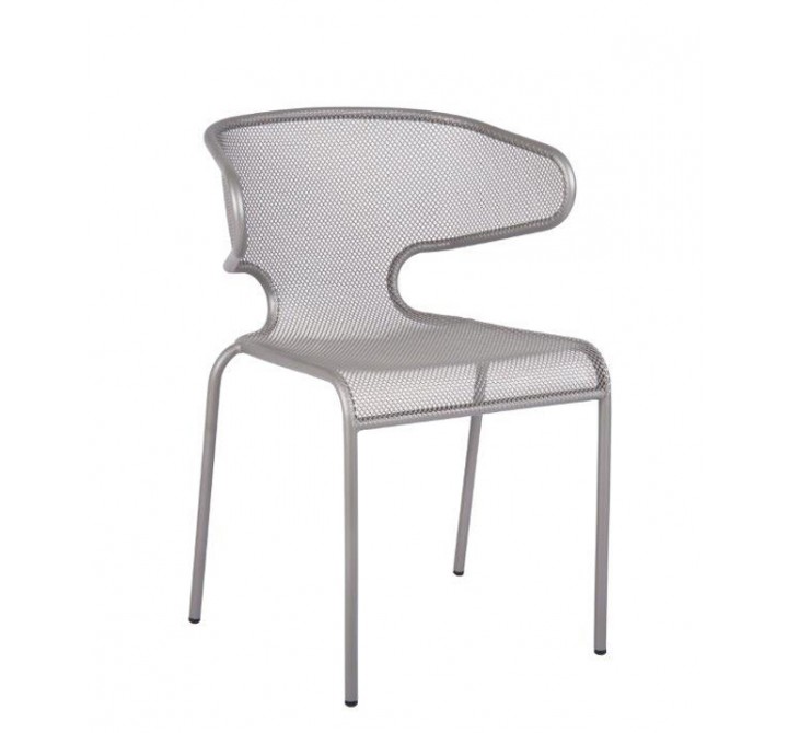 Maze Stacking Armchair - E-Coated, Powder Coated Micro-Mesh Steel - Titanium Silver