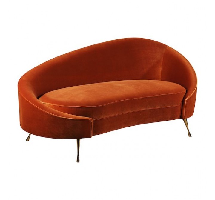 Moe's Home Collection Abigail Curved Chaise - Orange - Perspective