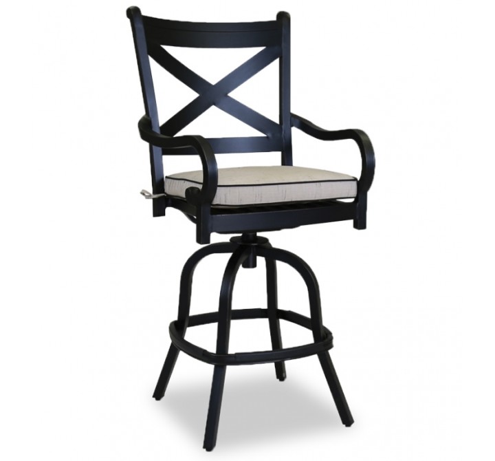 Monterey Barstool With Cushions In Frequency Sand With Canvas Walnut Welt