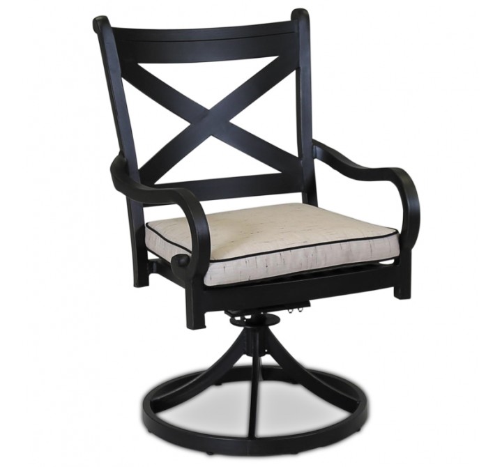 Monterey Swivel Dining Chair With Cushions - Front in White BG