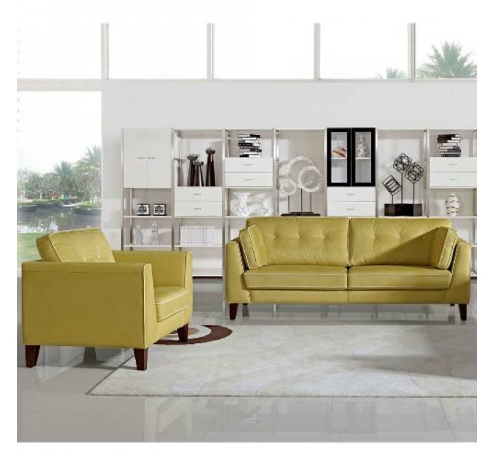 Diamond Sofa Napa Button Tuft Fabric Sofa & Chair 2PC Set  - PALE GOLD
