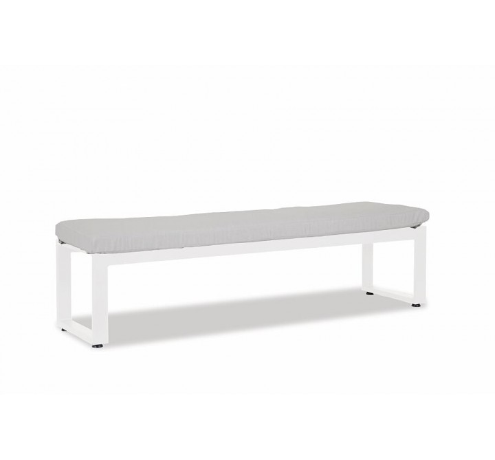 Newport Dining Bench With Cushion in Cast Silver
