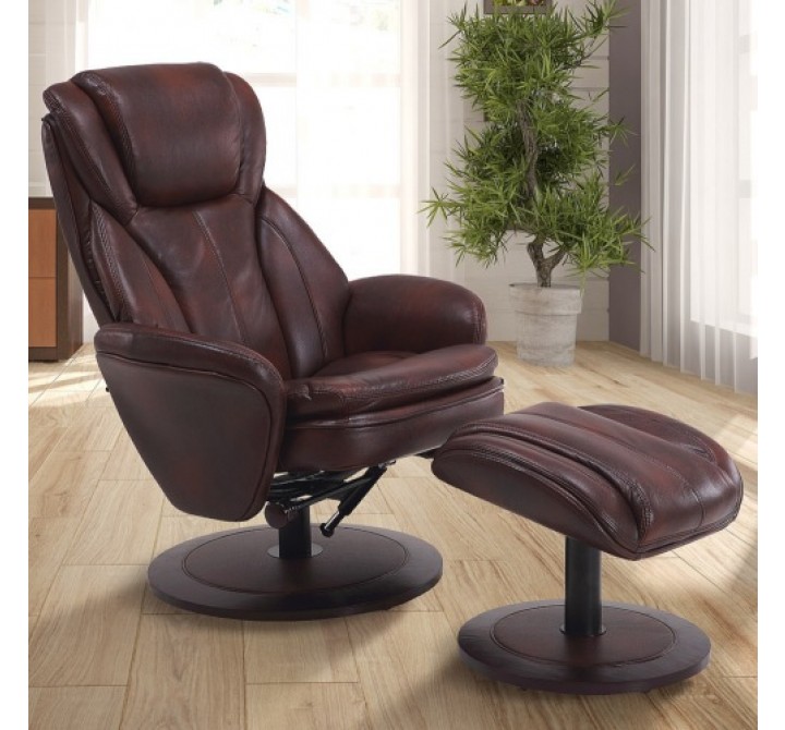 Norway Recliner and Ottoman - Whisky (Brown) Breathable Air Leather