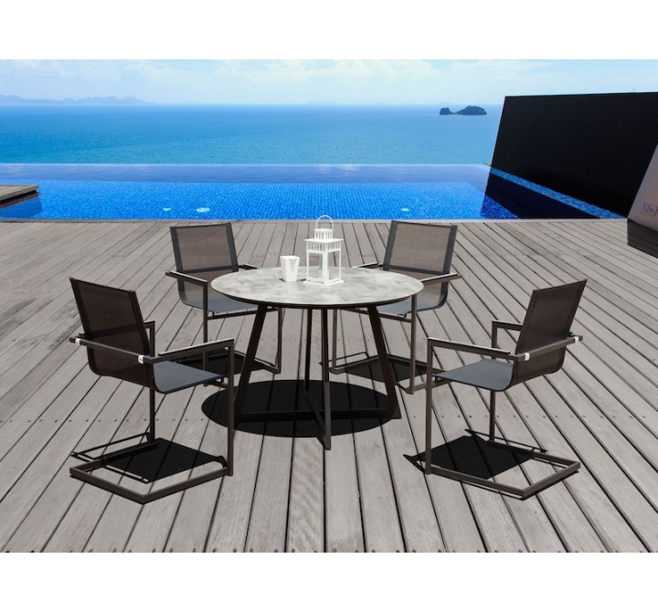 Whiteline Modern Living Rain Indoor / Outdoor Dining Armchair - Set of 4