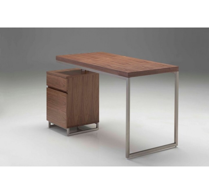 Span 47" Desk Natural Walnut with Brushed Stainless Steel