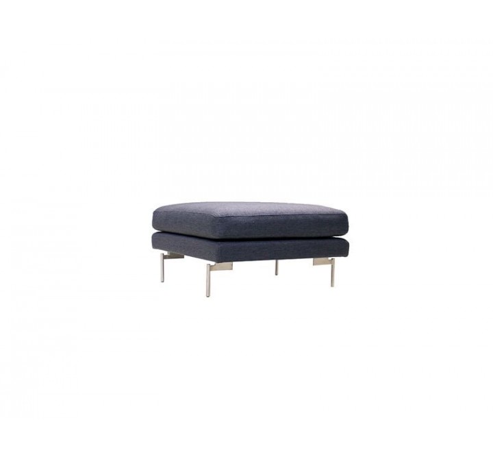 Taut Ottoman Dark Grey Tweed Fabric with Brushed Stainless Steel Legs