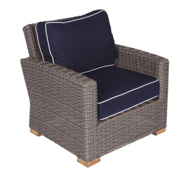 Sanibel Wicker Deep Seating Club Chair - Navy