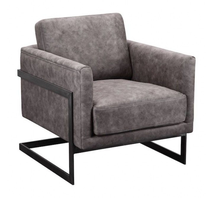 Moe's Home Collection Luxe Club Chair - Grey Velvet - Perspective