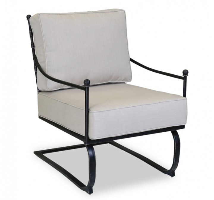 Provence Aluminum Club Rocker With Cushions In Canvas Flax With Self Welt 