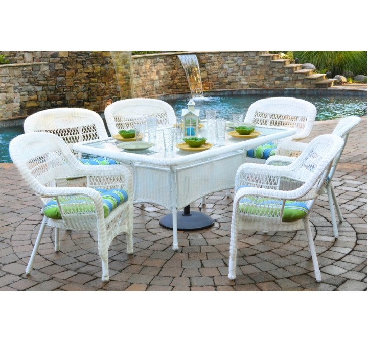 Tortuga Outdoor Portside 7 Piece Dining Set (Coastal White) -Lifestye