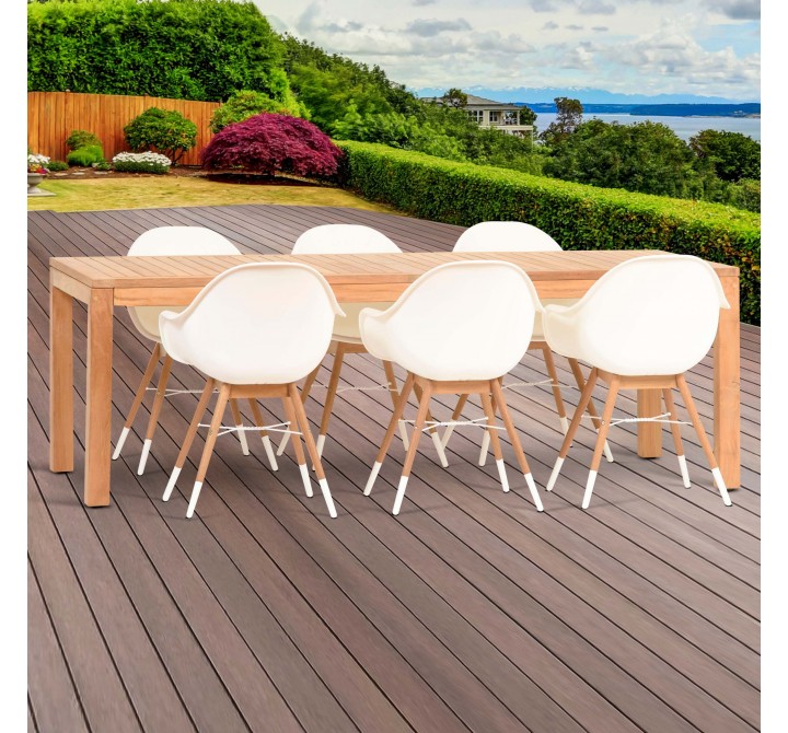 Amazonia Charlotte Deluxe 7 Piece Teak Rectangular Patio Dining Set