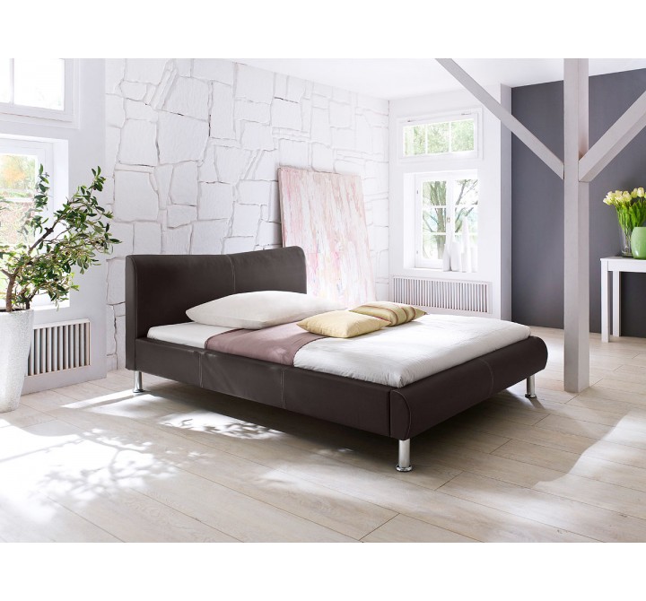 Diamond Sofa River Bed in Brown/Mink Leatherette w/ Metal Leg