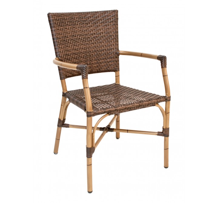 Hand Painted Aluminum Frame Arm Chair - RT-04 - Walnut