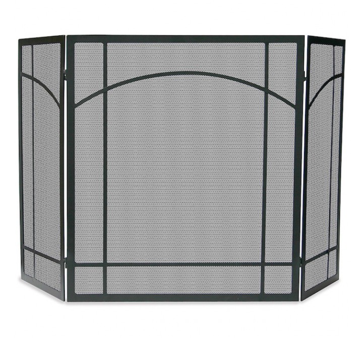 Mr. Bar-B-Q UniFlame?? 3 Fold Black Wrought Iron Screen with Mission Design