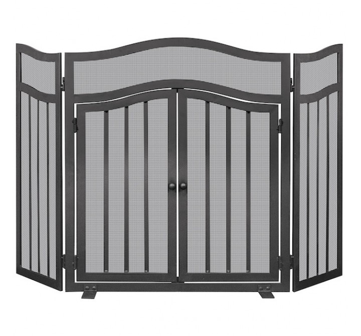 Mr. Bar-B-Q UniFlame® 3 Panel Black Wrought Iron Screen with Doors