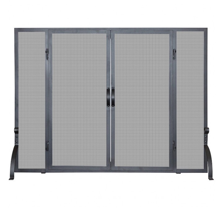 Mr. Bar-B-Q UniFlame® Single Panel Black Wrought Iron Screen with Doors, Large