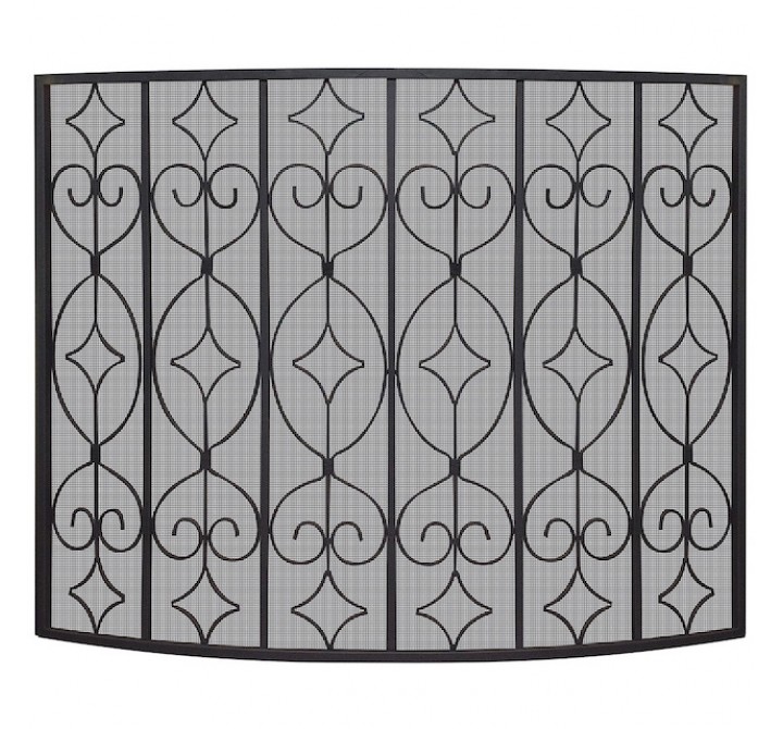 Mr. Bar-B-Q UniFlame® Single Panel Black Wrought Iron Curved Ornate Screen
