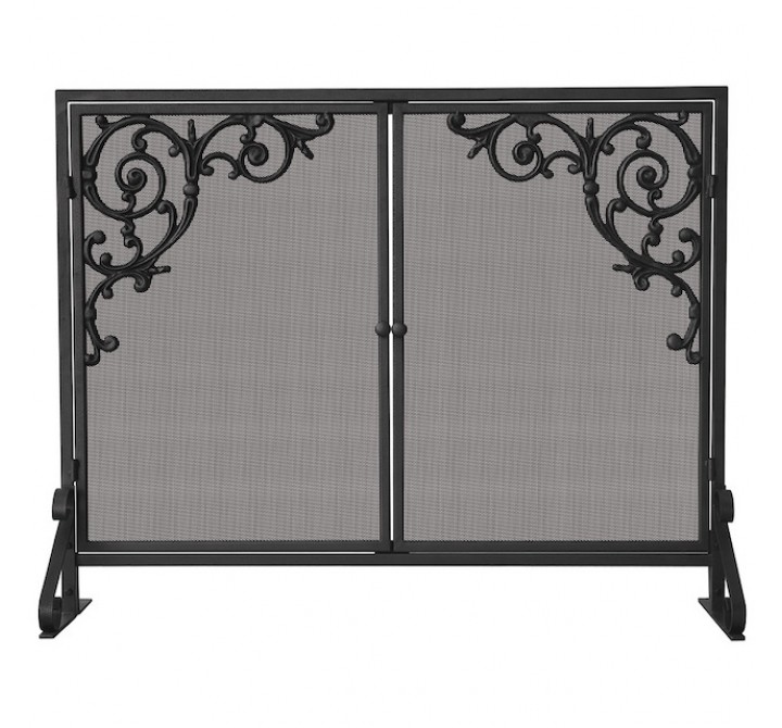 Mr. Bar-B-Q UniFlame?? Single Panel Olde World Iron Screen with Doors & Cast Scrolls