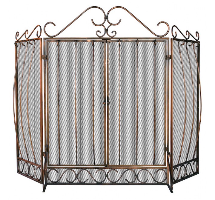 Mr. Bar-B-Q UniFlame® 3 Fold Venetian Bronze Finish Screen with Bowed Bar Scrollwork
