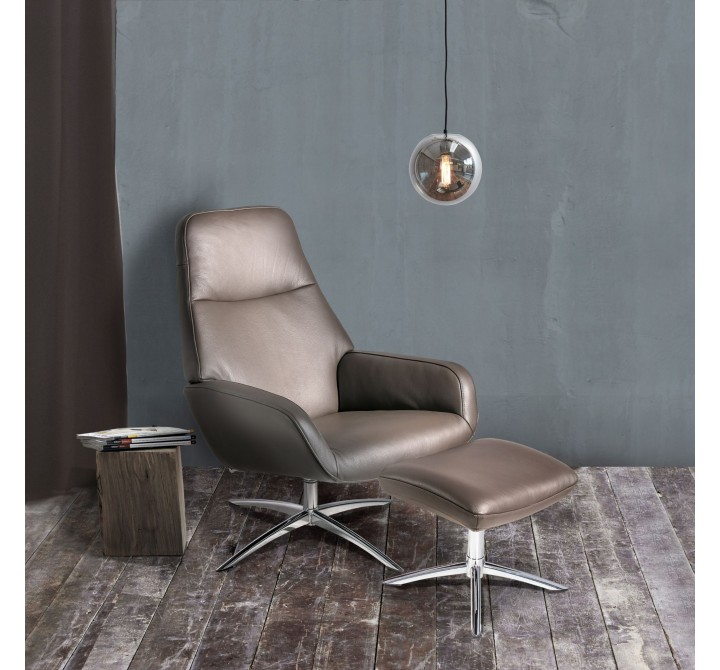Camillo Xl Chair With Footrest And Adjustable Headrest In Yeti Dark Gray Fabric - Lifestyle