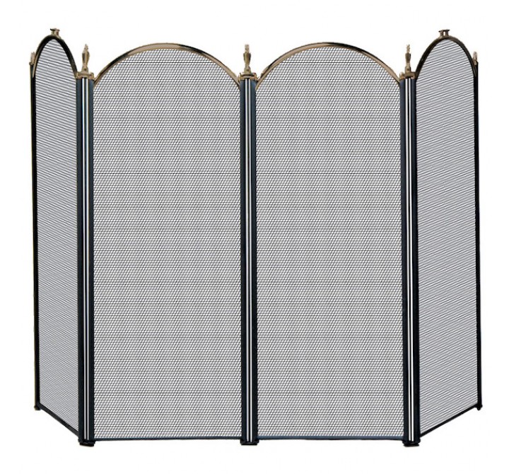 Mr. Bar-B-Q UniFlame® 4 Fold Antique Brass & Black Finish Screen
