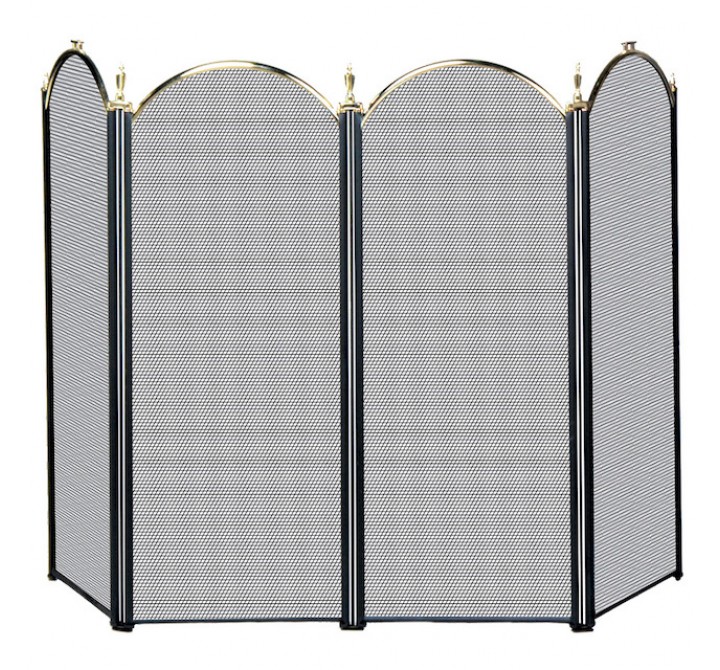 Mr. Bar-B-Q UniFlame® 4 Fold Polished Brass & Black Finish Screen