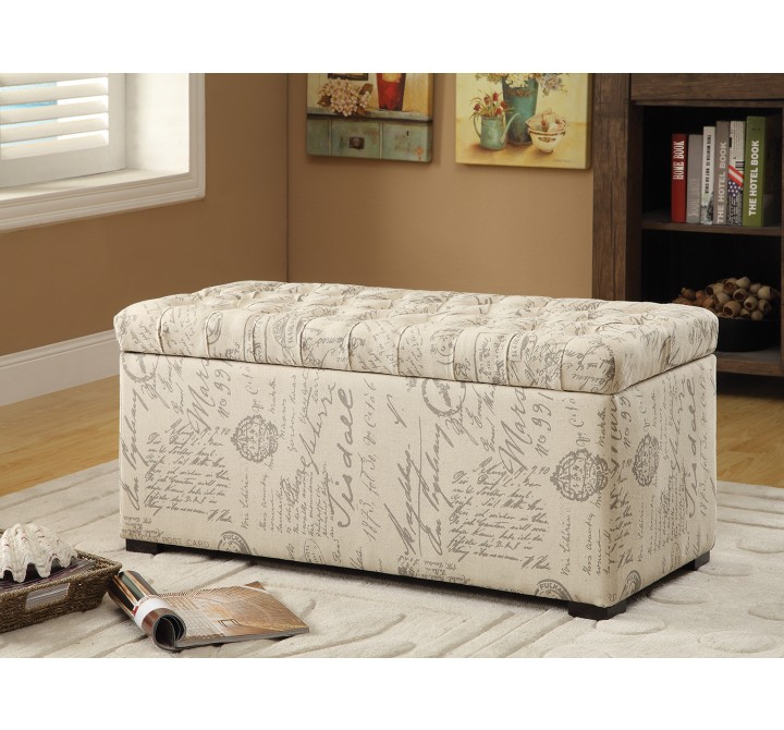 Sahara Tufted Storage Bench - Script Fabric