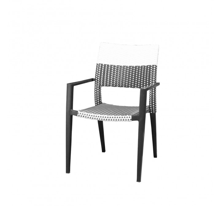 Chloe Dining Arm Chair - White Wicker - Espresso Frame