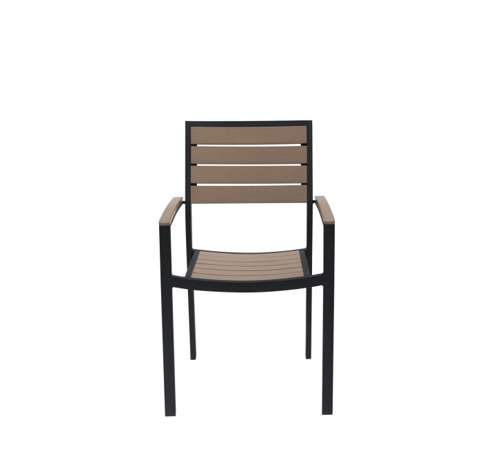 Napa Dining Arm Chair - Black Frame - Gray Seat and Back - Front