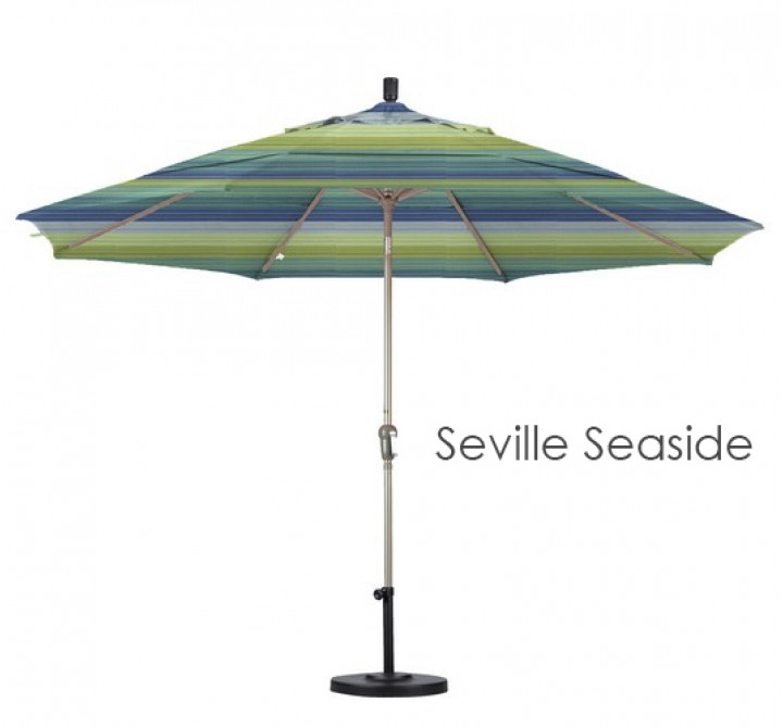 California Umbrella 11' Aluminum Market Umbrella Auto Tilt Champagne - Sunbrella