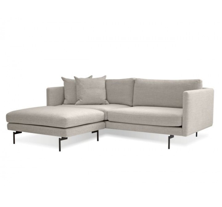 Tux Sectional Light Grey Fabric with Black Power Coated Steel