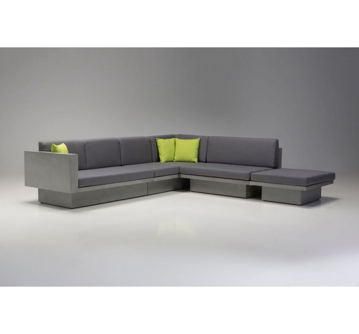 Sancho LSF Sectional Grey Fabric with Epoxy Concrete Texture 