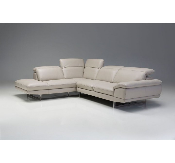 Uptown LSF Sectional Light Grey Premium Leather with Side Split - Headrest Reclined