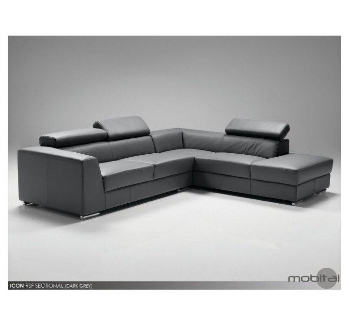 Icon RSF Sectional Black Premium Leather with Side Split
