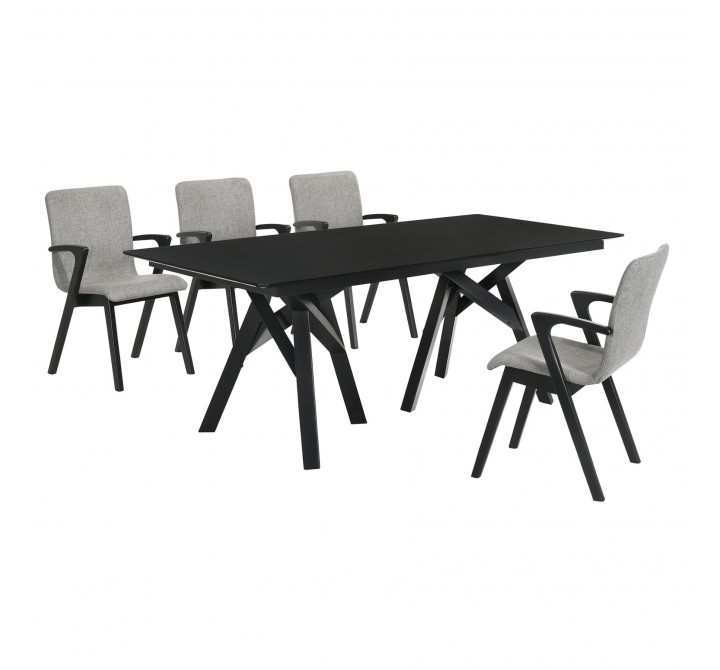 Cortina Varde 5 Piece Black Dining Set
