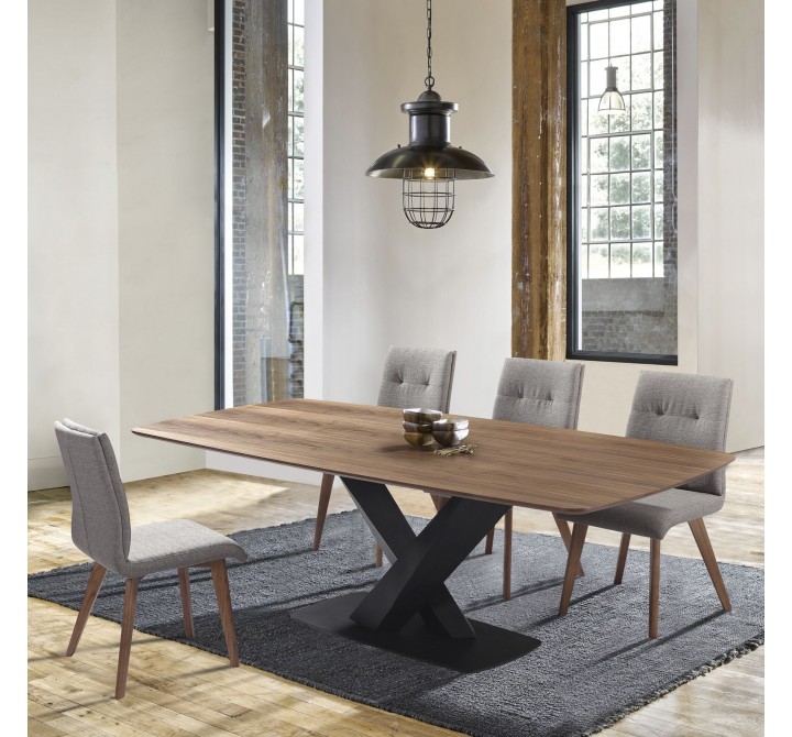 Noble Mid-Century Walnut Wood 5 Piece Dining Set - Lifestyle