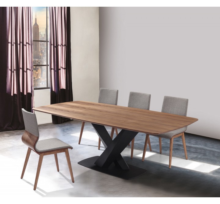 Everett Mid-Century Walnut Wood 5 Piece Dining Set