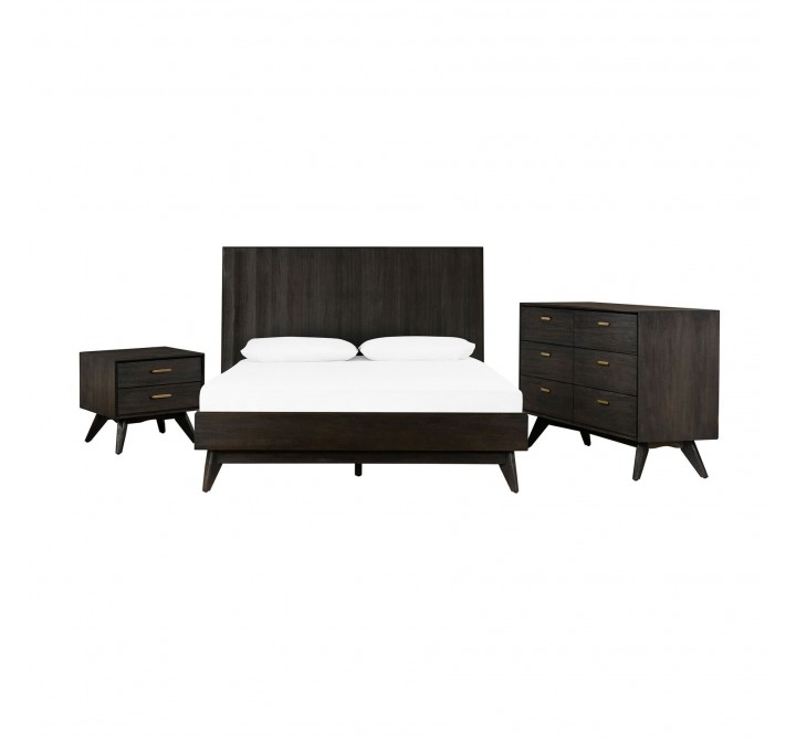 Loft 3 Piece Acacia King/Queen Bed and Nightstands