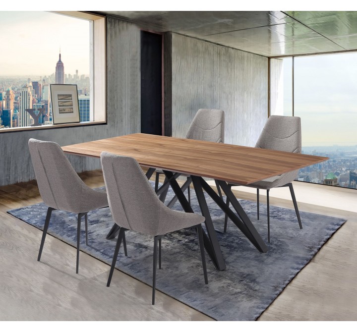 Modena Mid-Century Walnut Wood 5 Piece Dining Set